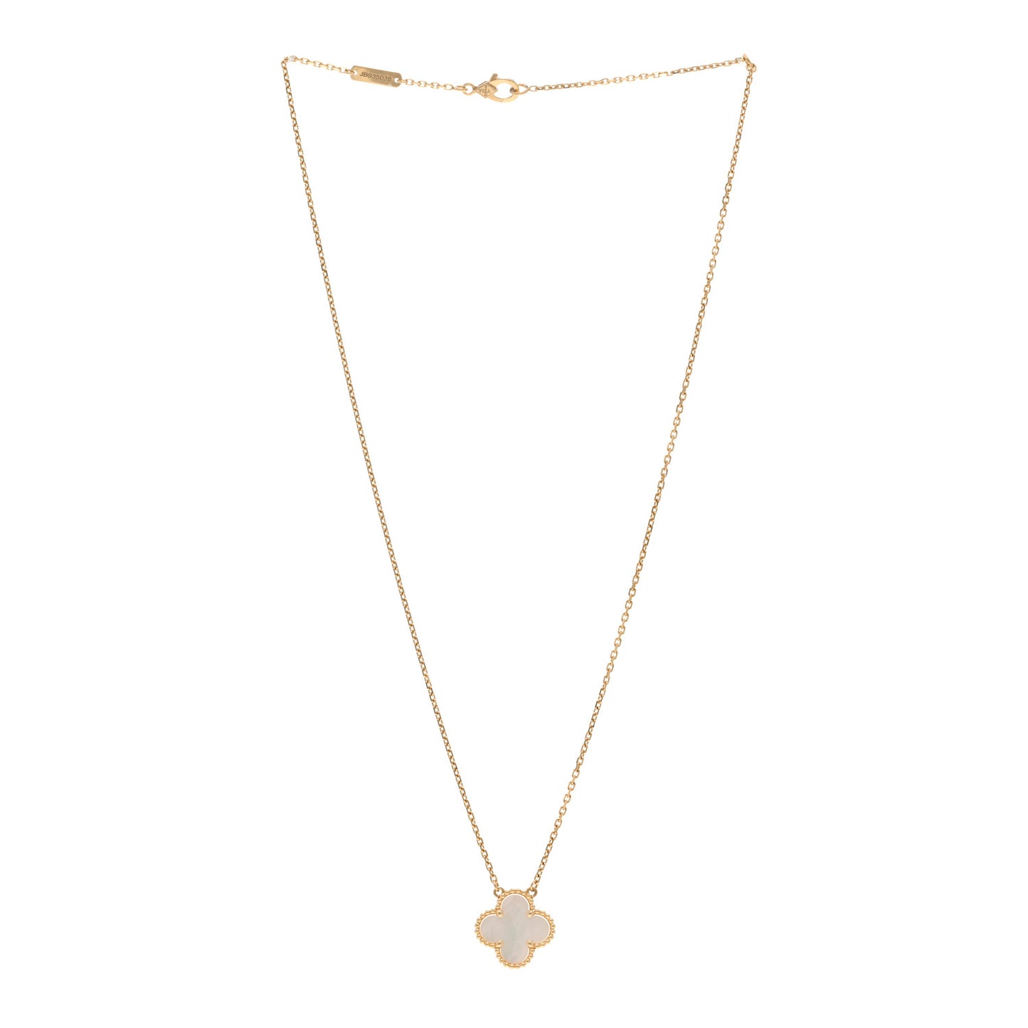 VAN CLEEF & ARPELS 18K Yellow Gold Mother of Pearl Vintage Alhambra Pendant Necklace