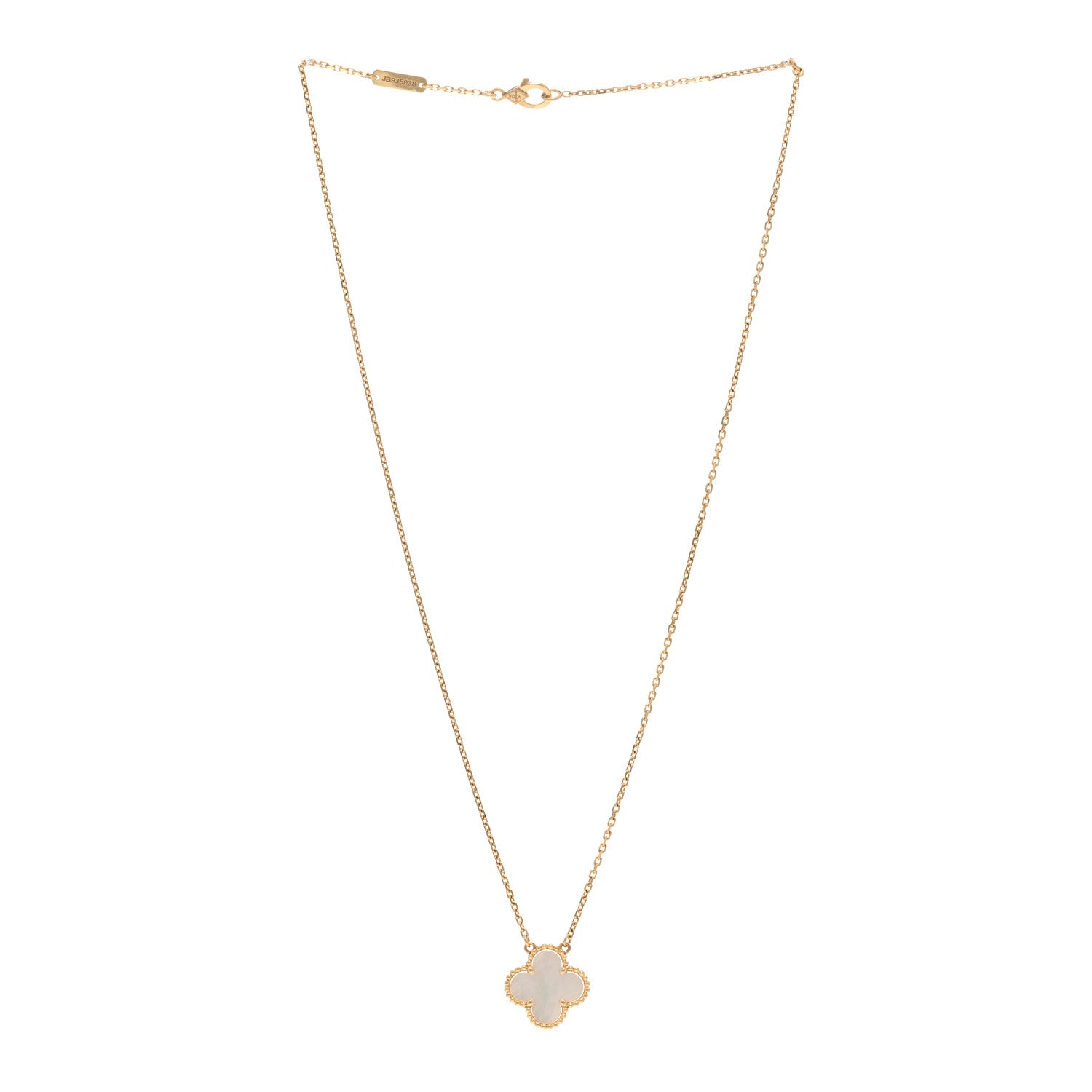 Van Cleef & Arpels VAN CLEEF & ARPELS 18K Yellow Gold Mother of Pearl Vintage Alhambra Pendant Necklace 3 of 5