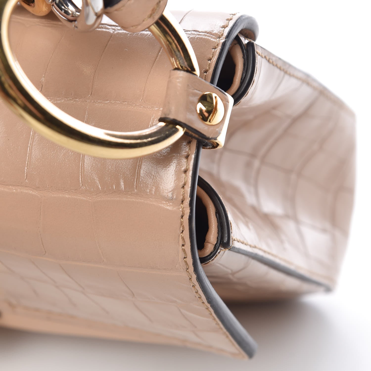 Chloe Calfskin Crocodile Embossed Small C Double Carry Nut 14 of 16
