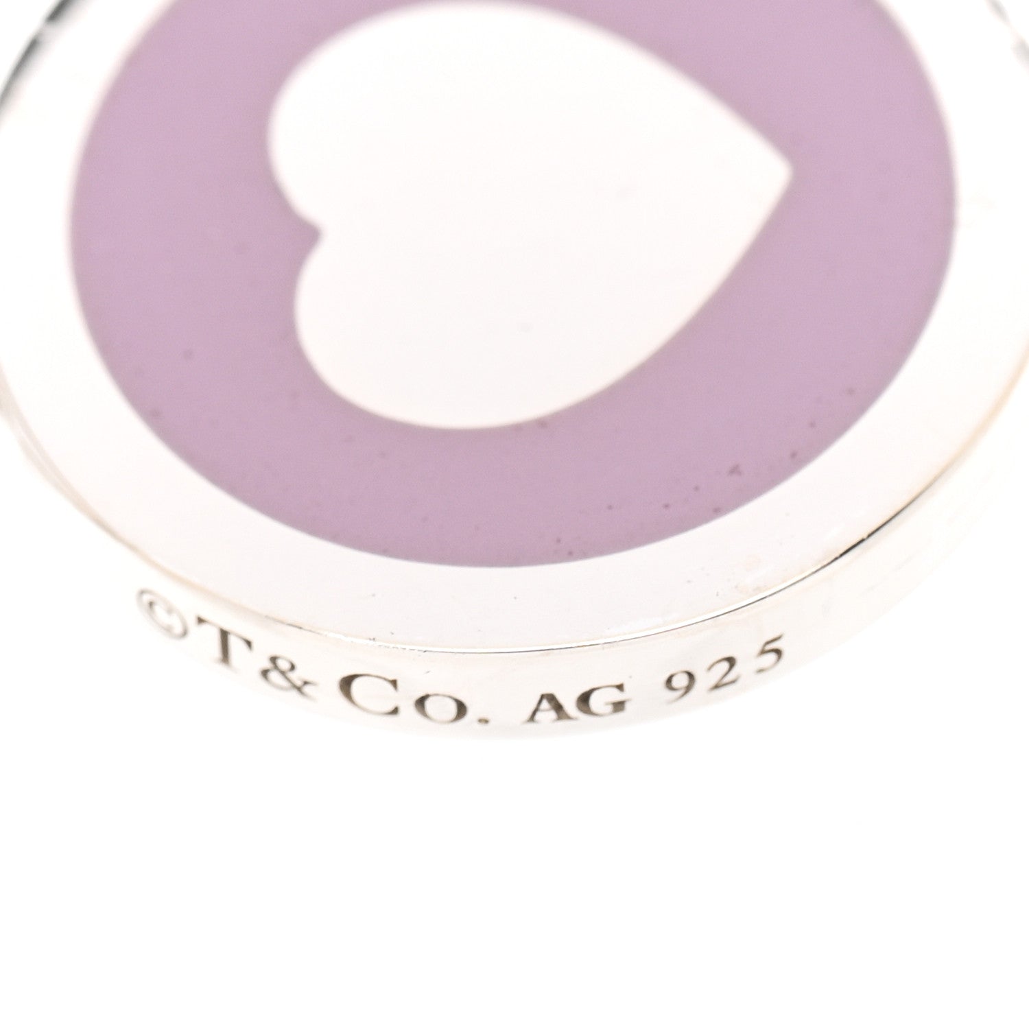 Tiffany Sterling Silver Enamel Keys Heart Key Pendant Lavender 3 of 4