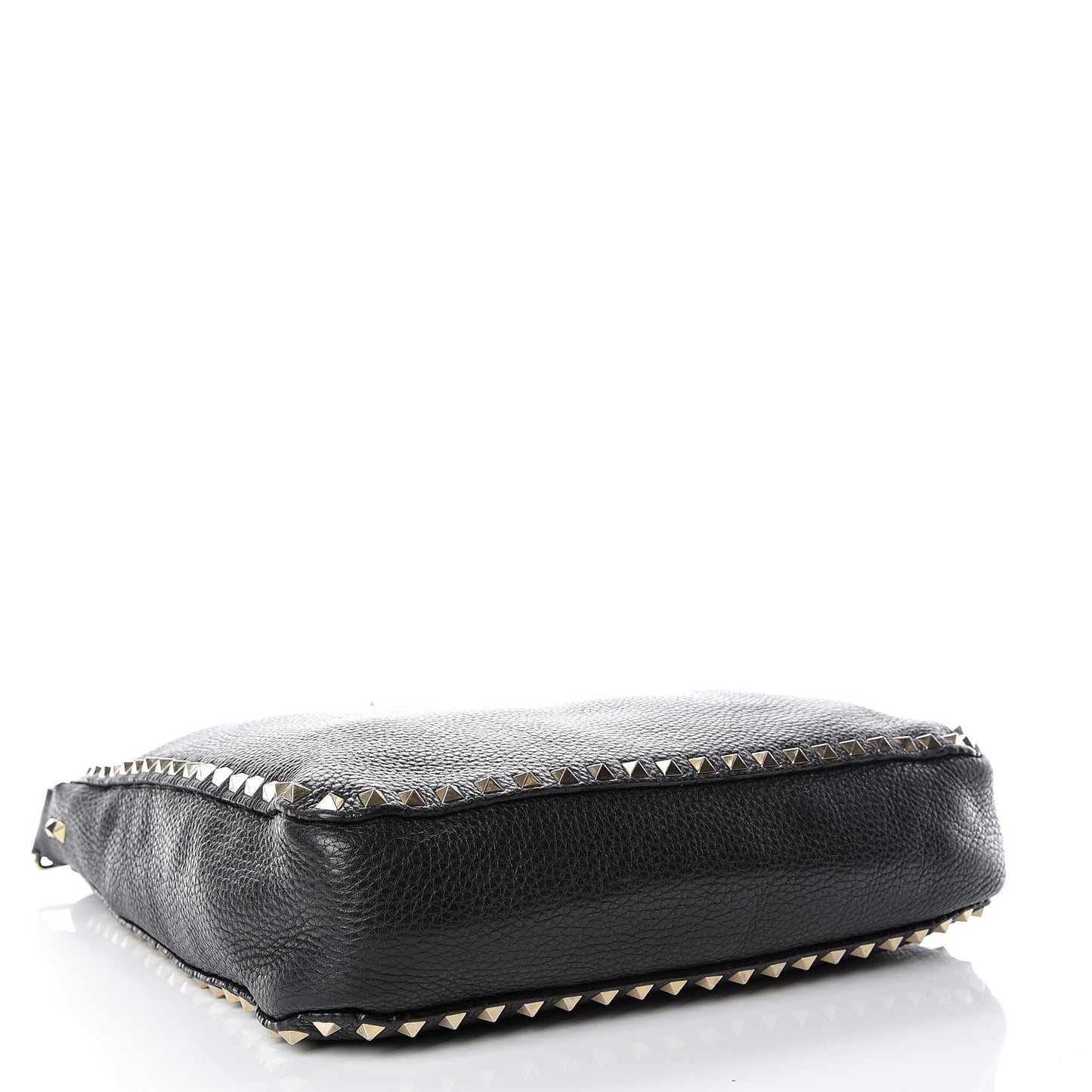 Pebbled Calfskin Large Rockstud Flip-Lock Messenger Bag Black