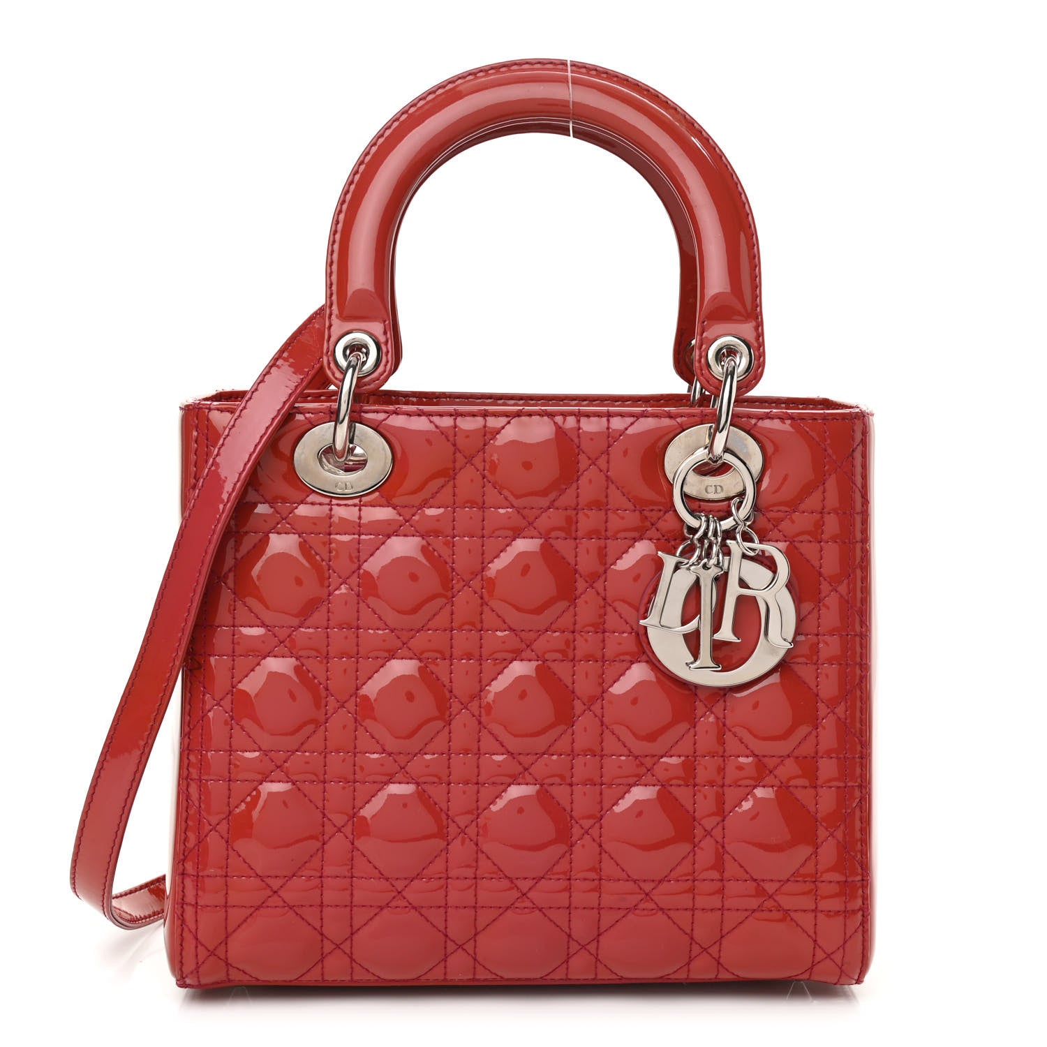Christian Dior Patent Cannage Medium Lady Dior Red 1 of 10
