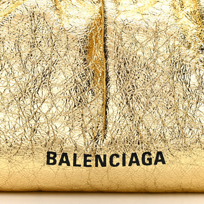 Balenciaga Metallic Textured Calfskin Logo XL Cloud Clutch Gold 8 of 10