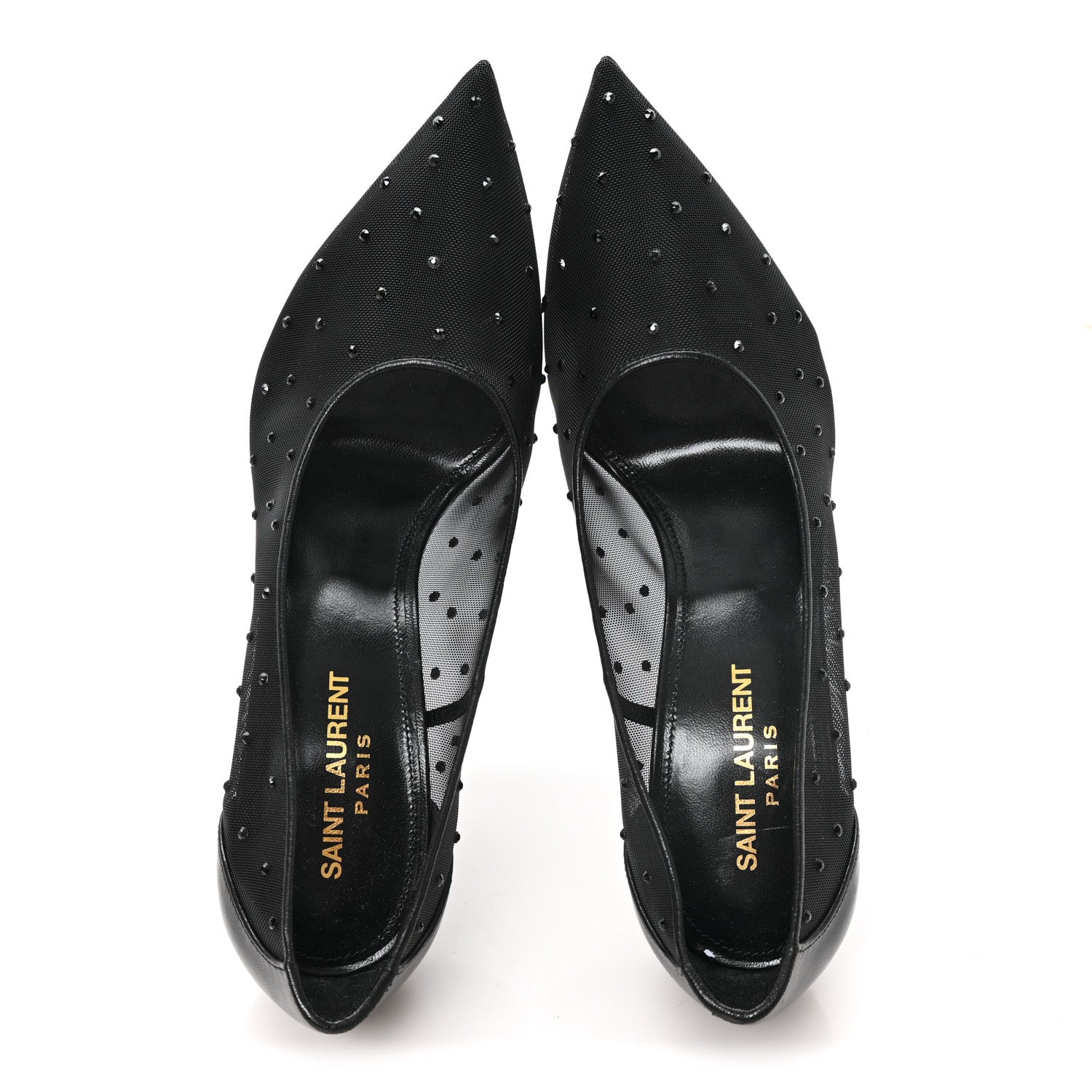 Saint Laurent Rhinestone Mesh 105 Anja Pumps 38 Black 2 of 8