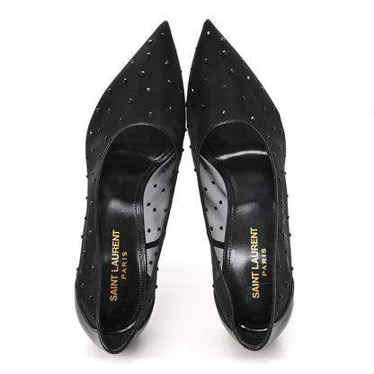 Saint Laurent Rhinestone Mesh 105 Anja Pumps 38 Black 2 of 8