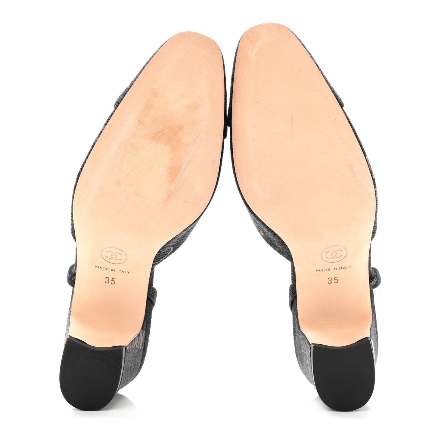 Denim Cap Toe Denim Mood Slingback Pumps 35 Black Multicolor