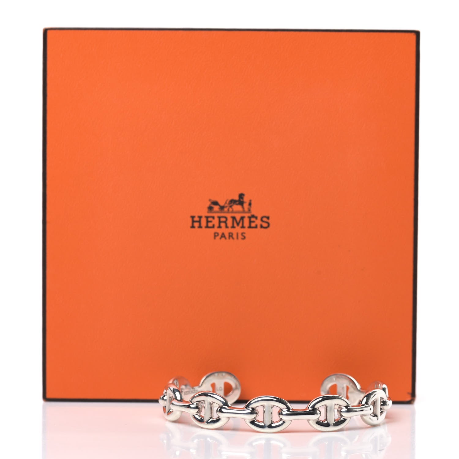 Hermes Sterling Silver MM Chaine d'Ancre Enchainee Cuff Bracelet LG 5 of 5