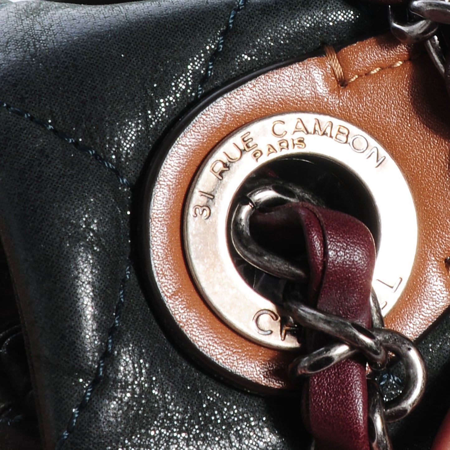 Iridescent Calfskin In The Mix Medium Flap Dark Green