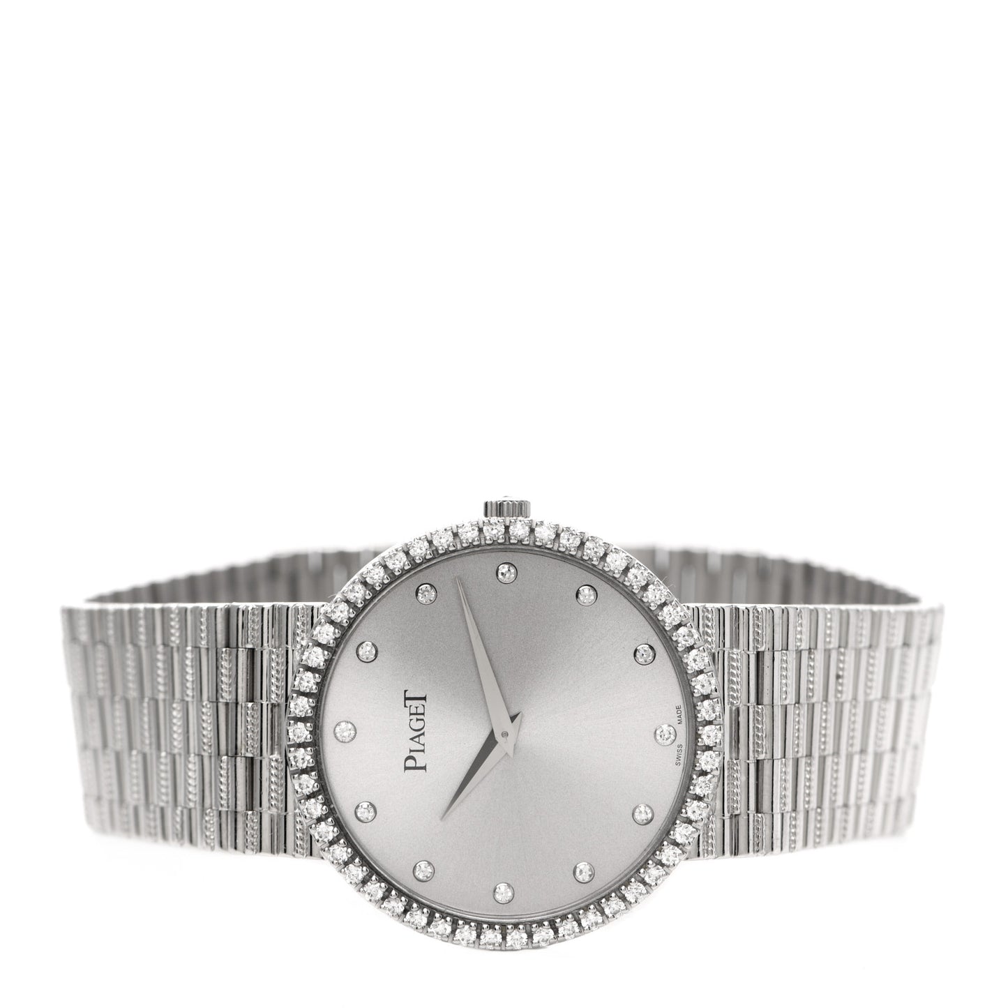 18K White Gold Diamond Bezel 32mm Mecanique Manual Winding Watch