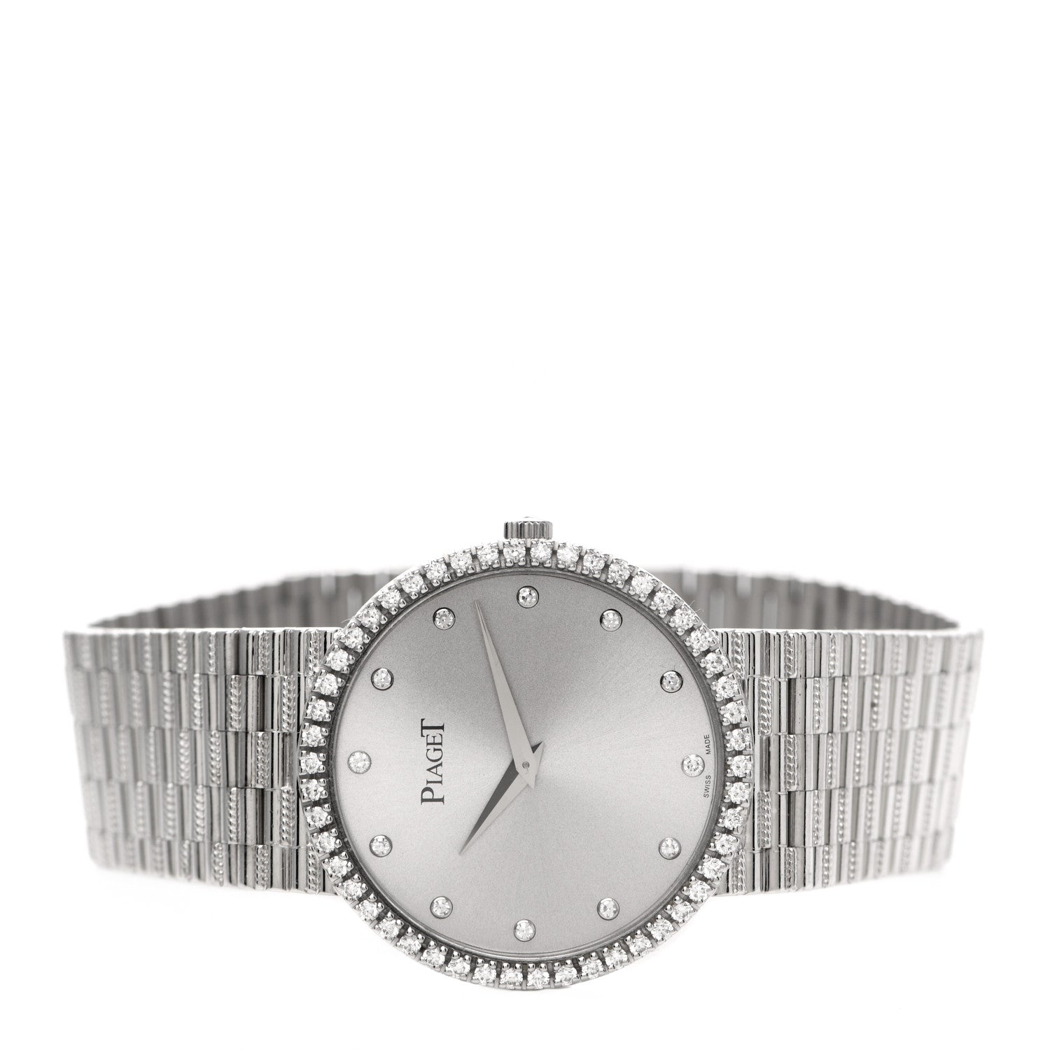 Piaget 18K White Gold Diamond Bezel 32mm Mecanique Manual Winding Watch 3 of 8