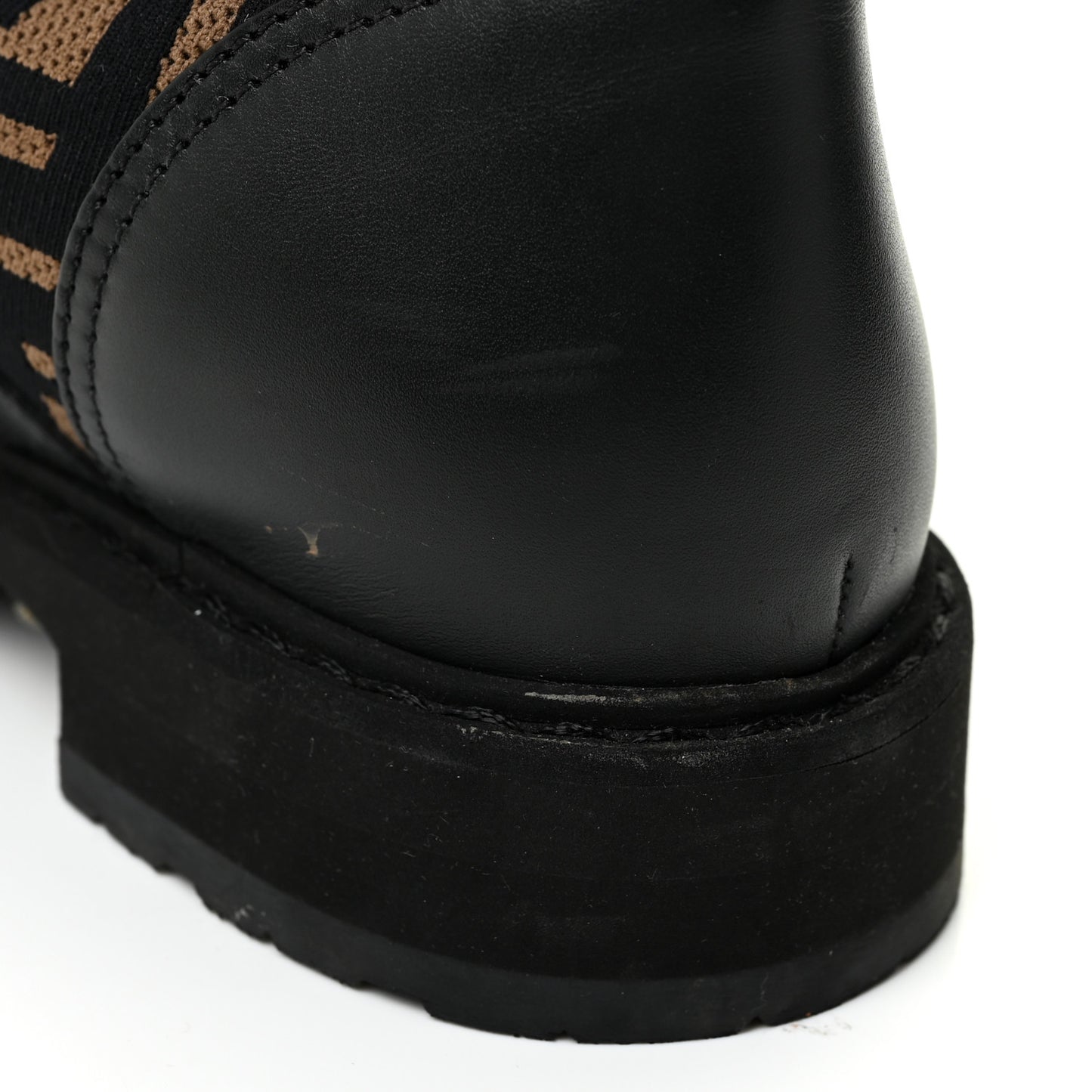 Calfskin Stretch Fabric FF Rockoko Biker Boots 39 Black Tobacco