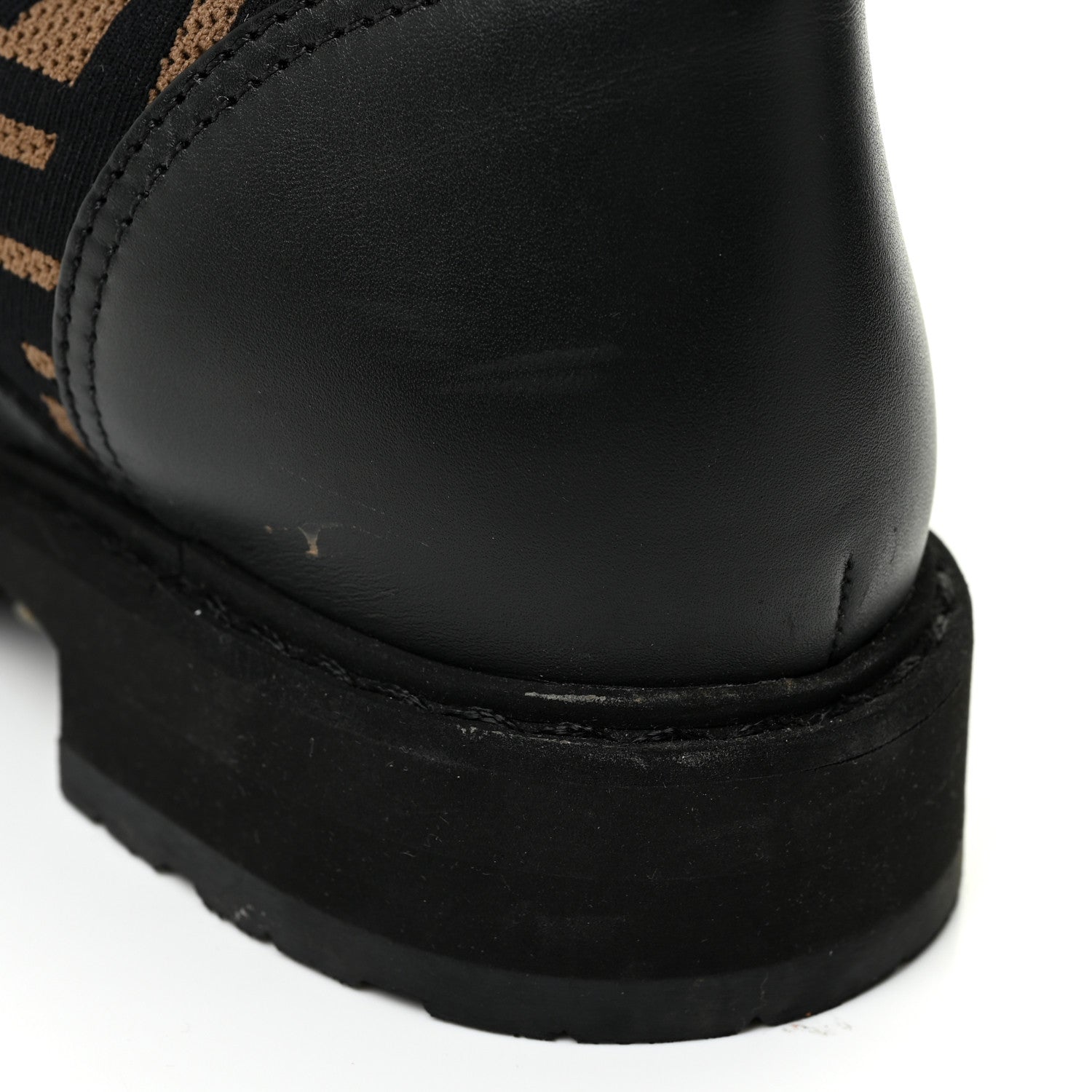 Fendi Calfskin Stretch Fabric FF Rockoko Biker Boots 39 Black Tobacco 17 of 18