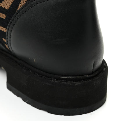 Fendi Calfskin Stretch Fabric FF Rockoko Biker Boots 39 Black Tobacco 17 of 18
