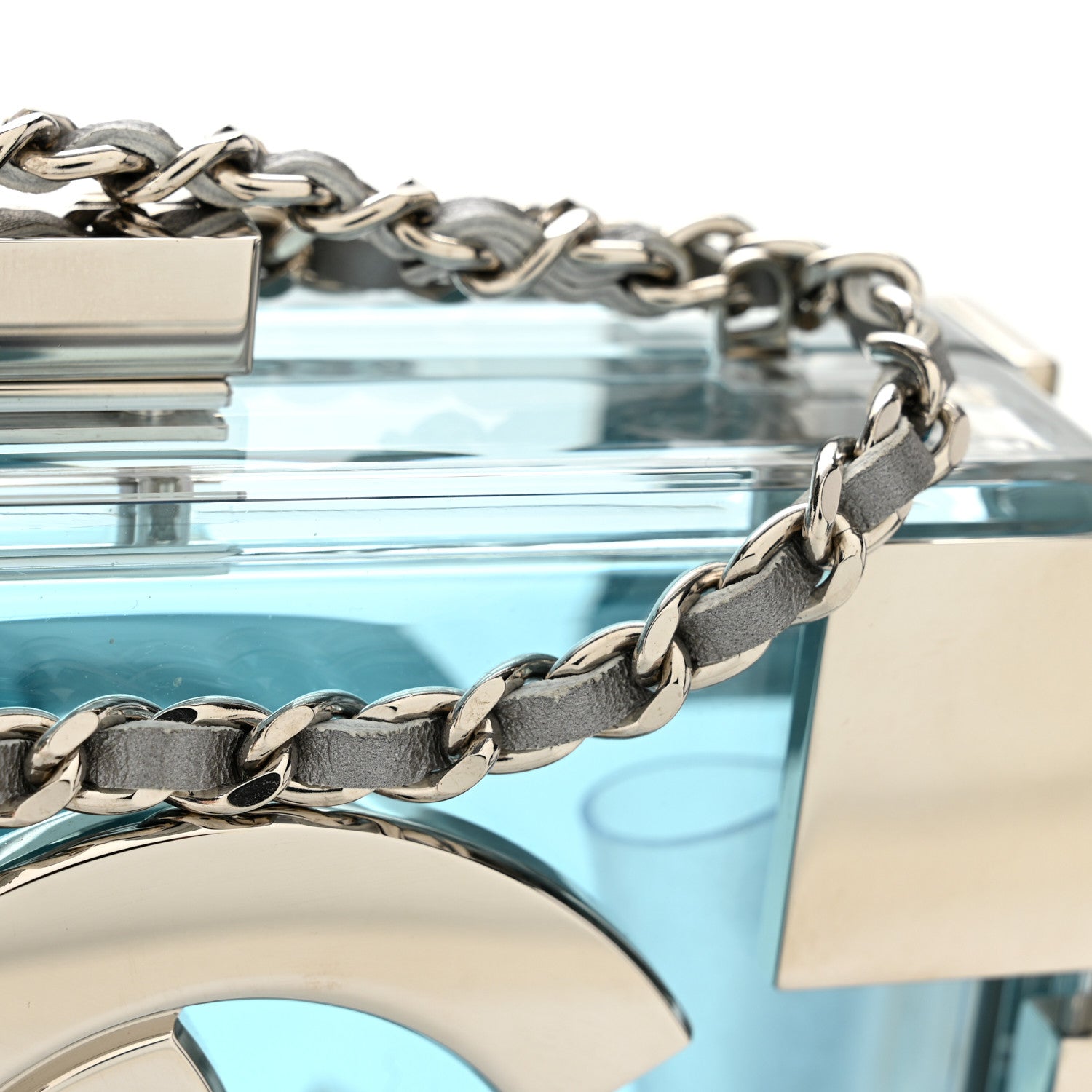 Chanel Plexiglass Boy Brick Lego Clutch Blue Silver 1967901