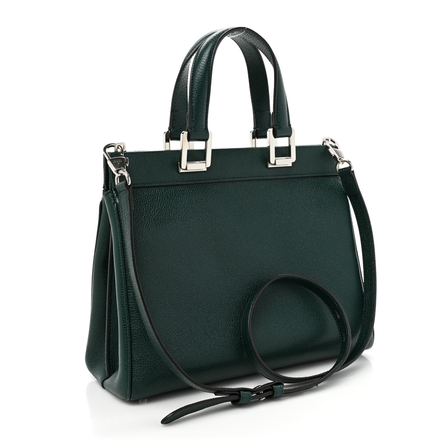 Gucci Grainy Calfskin Small Zumi Top Handle Bag Vintage Green 3 of 17