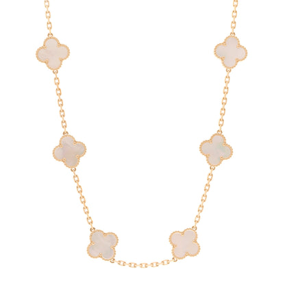 Van Cleef & Arpels 18K Yellow Gold Mother of Pearl 10 Motifs Vintage Alhambra Necklace 1 of 6