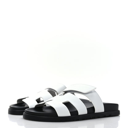 Hermes Calfskin Womens Chypre Sandals 39 White 3 of 8