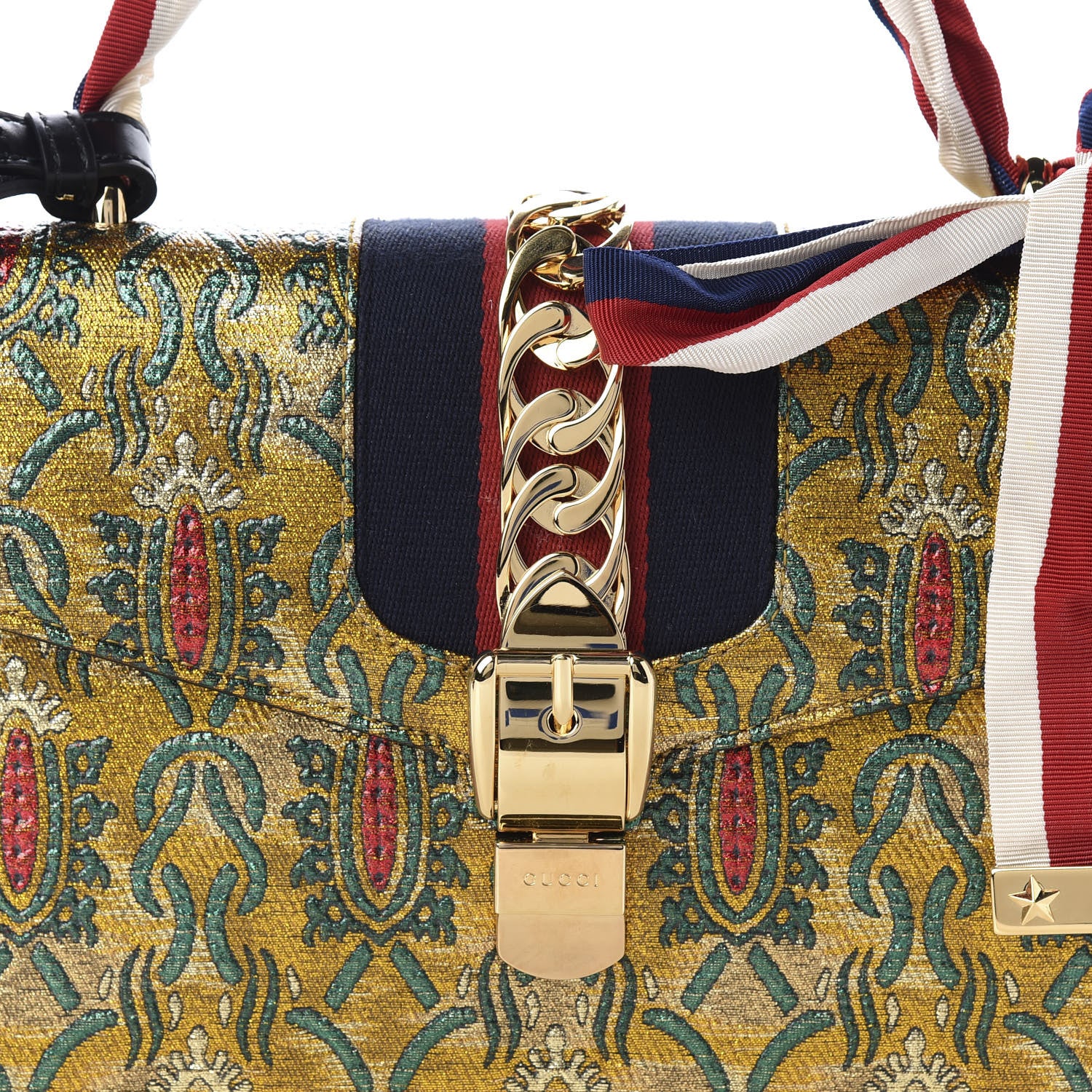 Gucci Iridescent Brocade Small Sylvie Shoulder Bag Gold 11 of 12