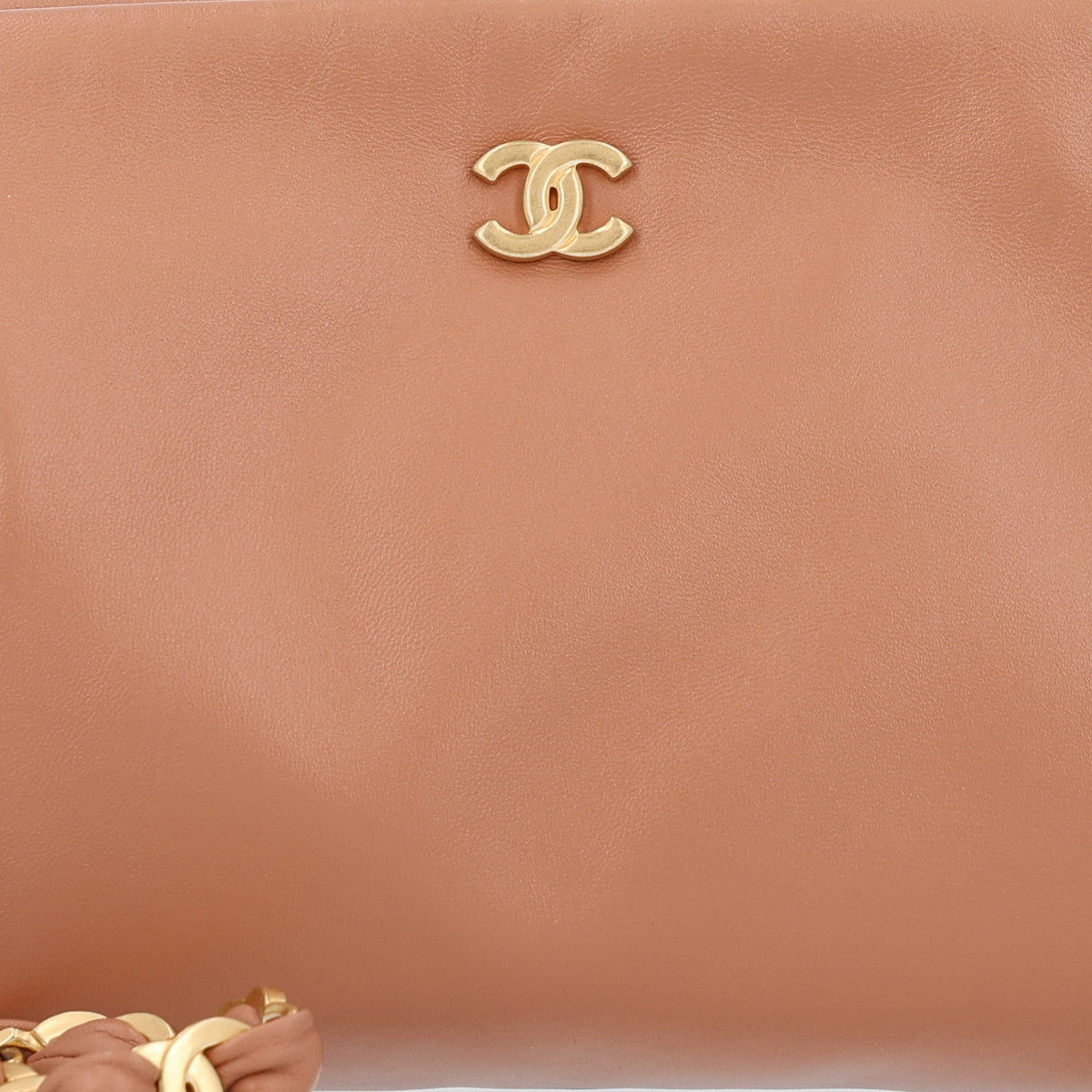 Lambskin Medium CC Pouch With Handle Brown
