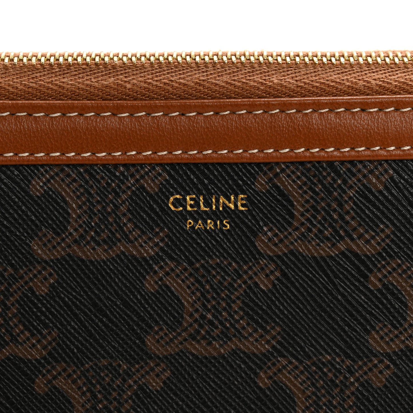 Triomphe Canvas Lambskin Clutch On Chain Tan