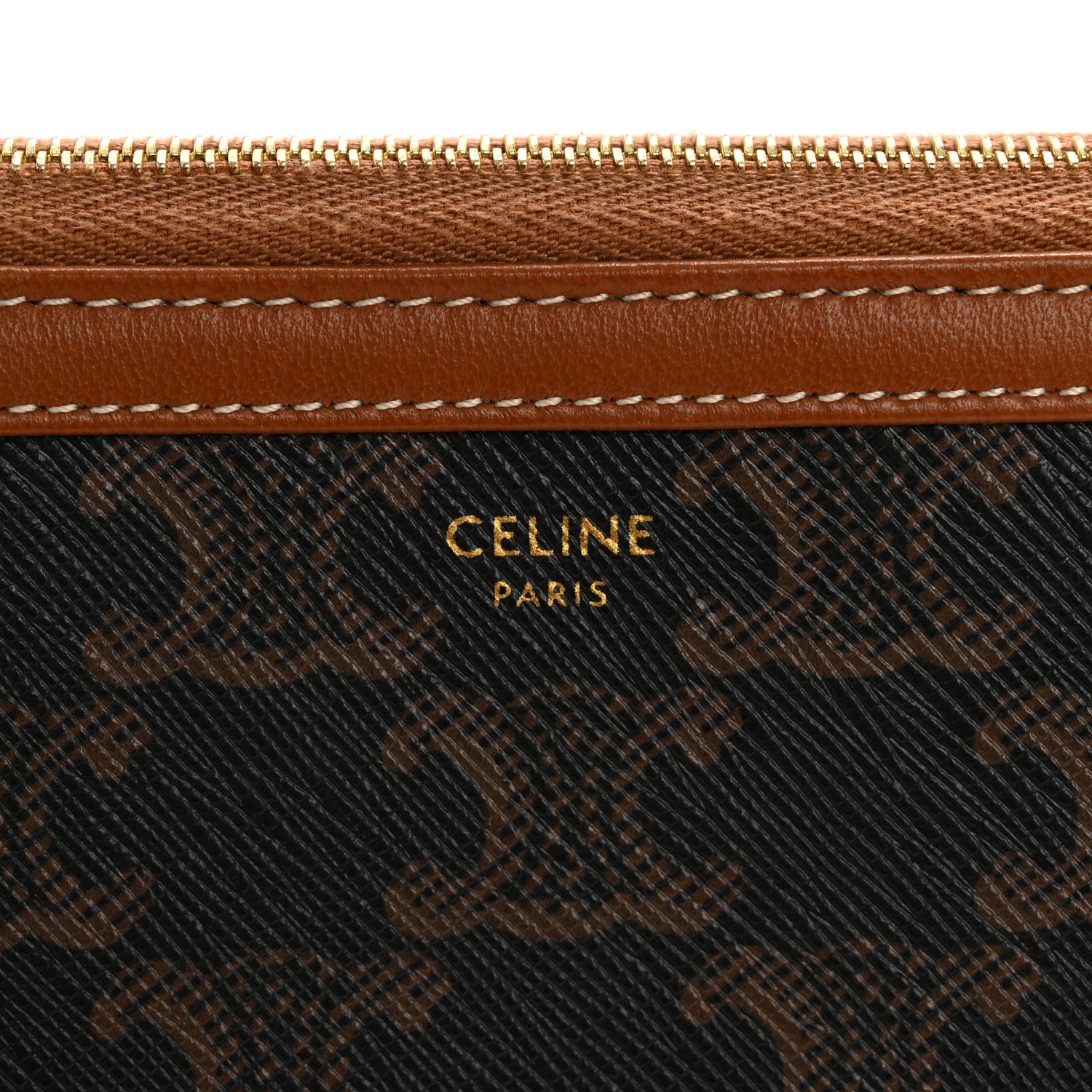 Celine Triomphe Canvas Lambskin Clutch On Chain Tan 6 of 13