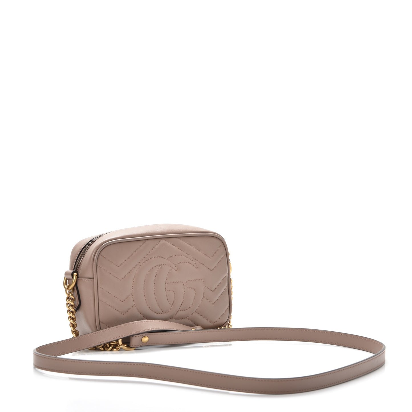 Calfskin Matelasse Mini GG Marmont Chain Shoulder Bag Nude