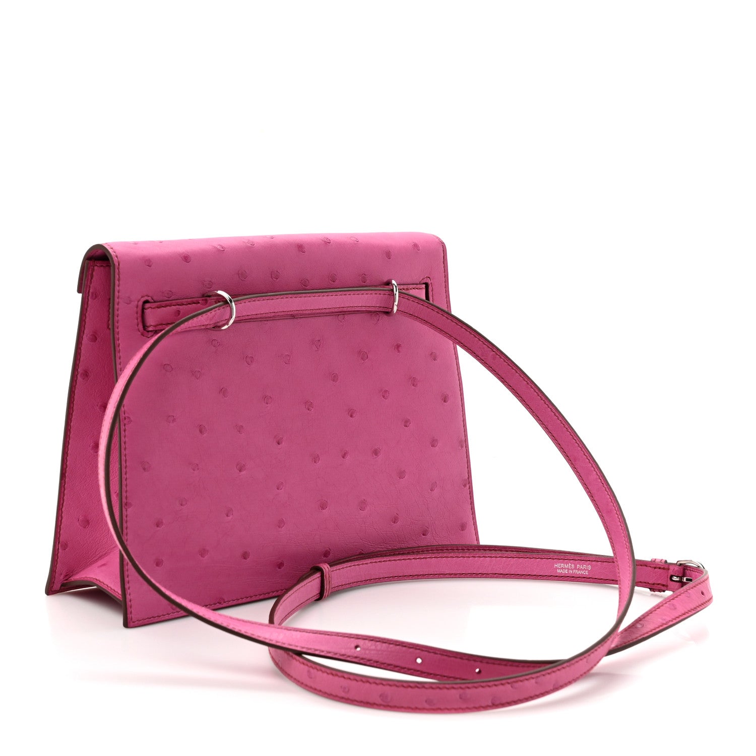 Hermes Ostrich Kelly Danse II Belt Bag Rose Tyrien 3 of 11