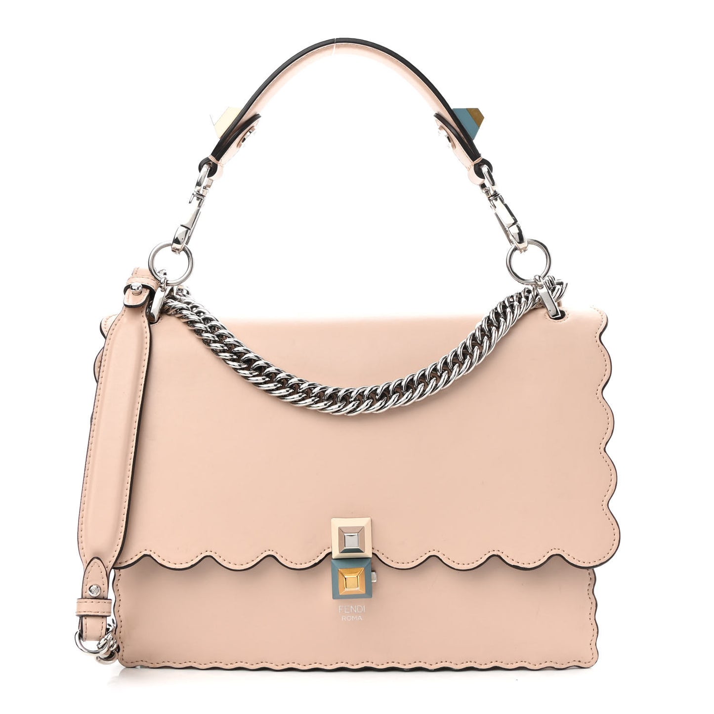 Vitello Liberty Scalloped Studded Kan I Shoulder Bag Plaster