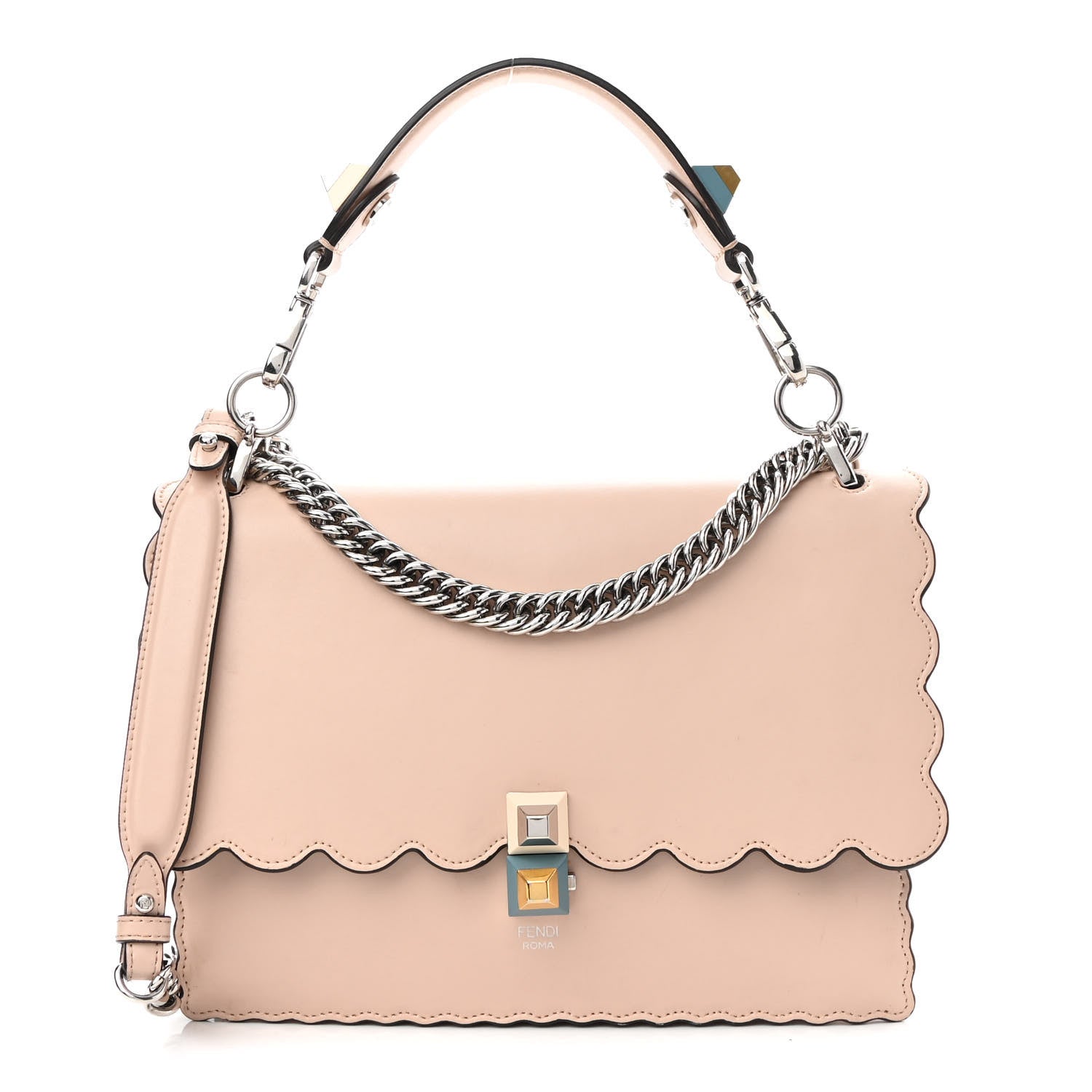 Fendi Vitello Liberty Scalloped Studded Kan I Shoulder Bag Plaster 1 of 9