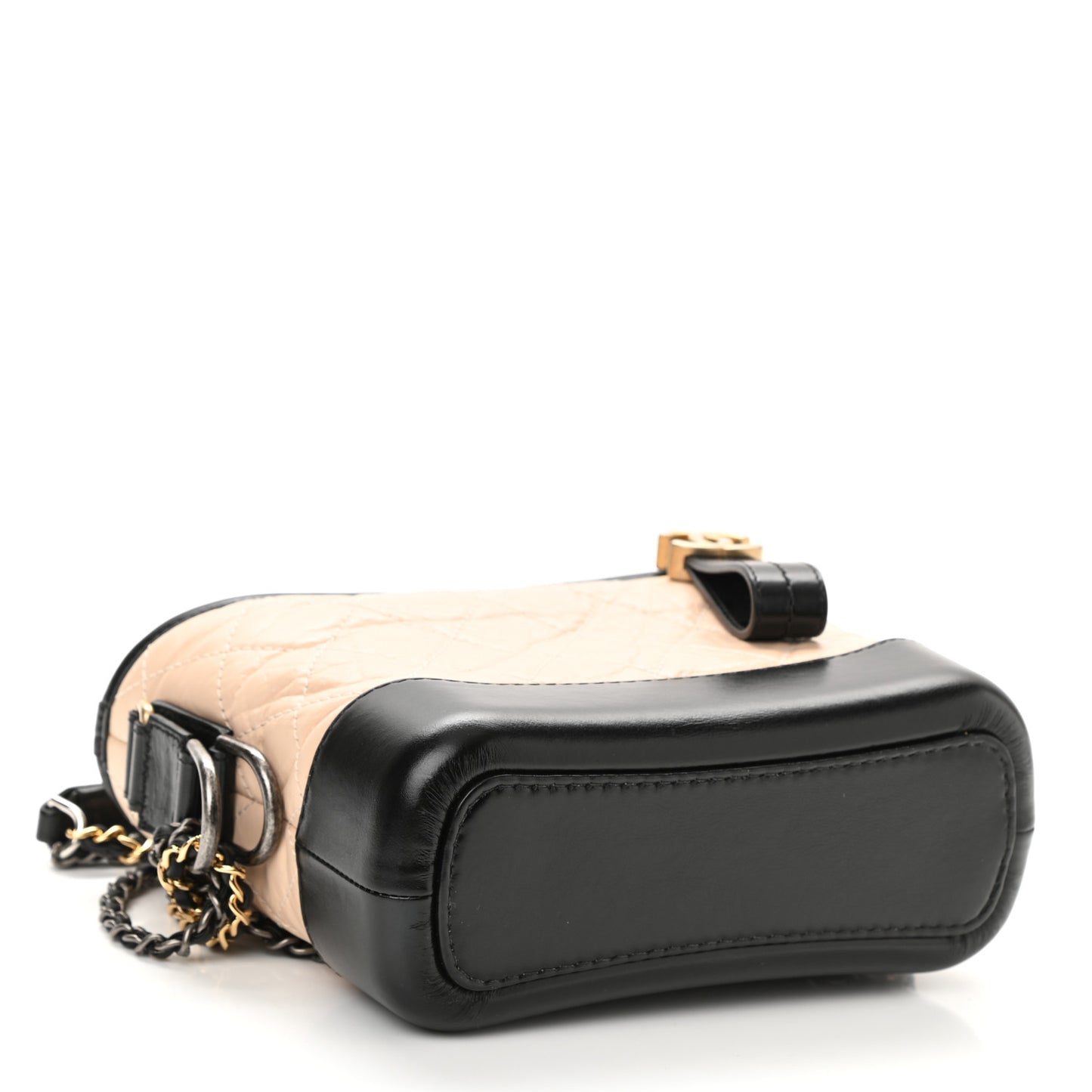 Aged Calfskin Quilted Small Gabrielle Hobo Beige Black