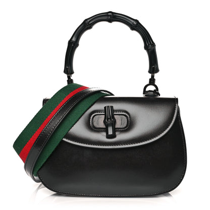 Gucci Boarded Dyana Lux Calfskin Web Monochrome Small Bamboo 1947 Top Handle Bag Black 1 of 10