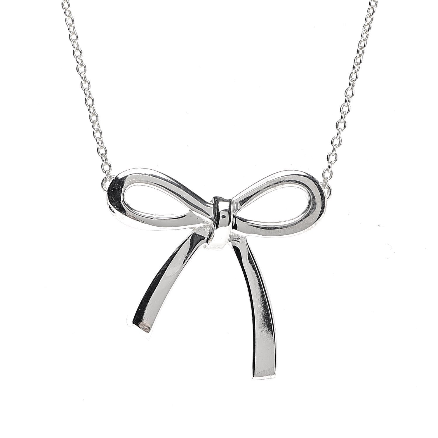 Tiffany Sterling Silver Bow Pendant Necklace 4 of 7