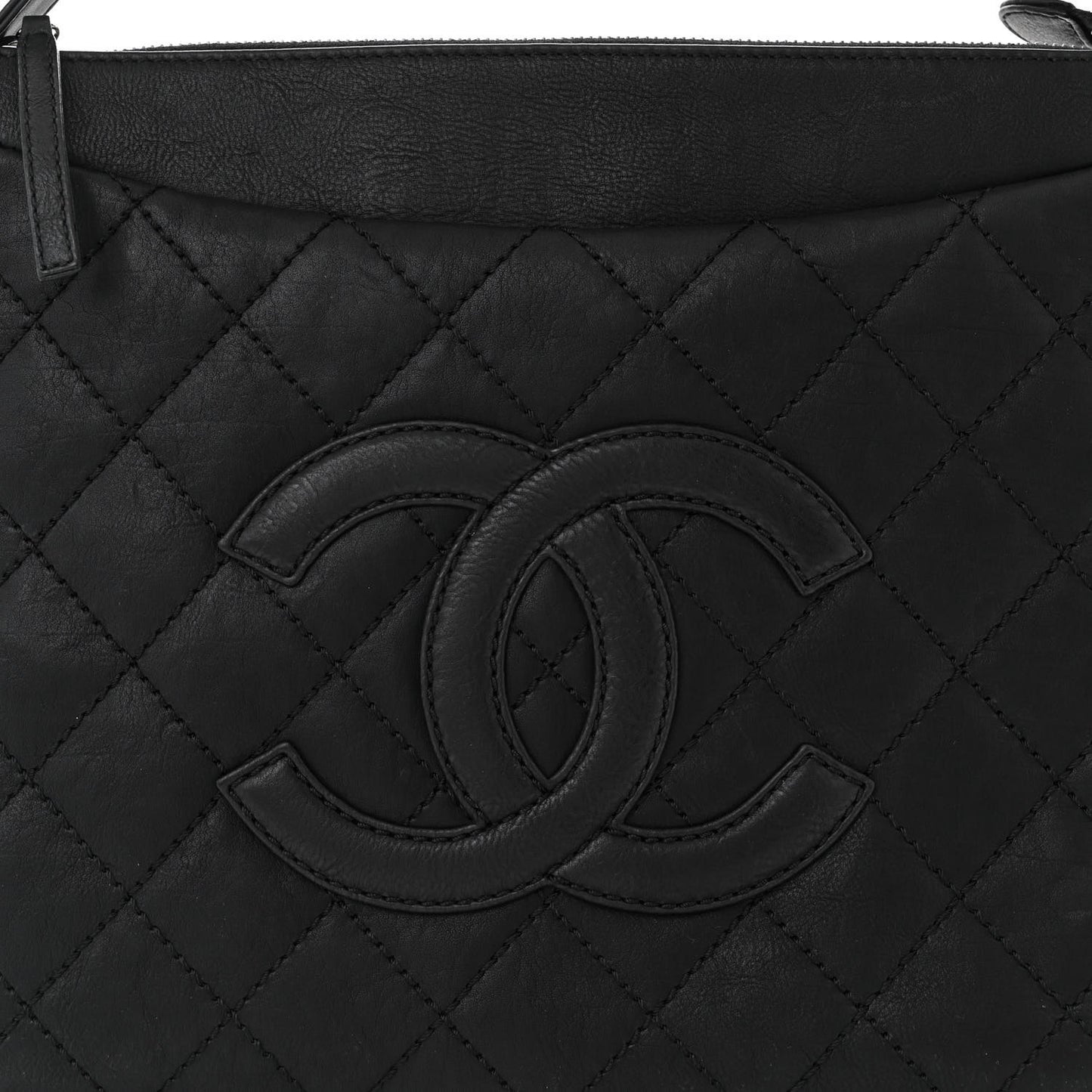 Calfskin Quilted CC Shoulder Bag Black