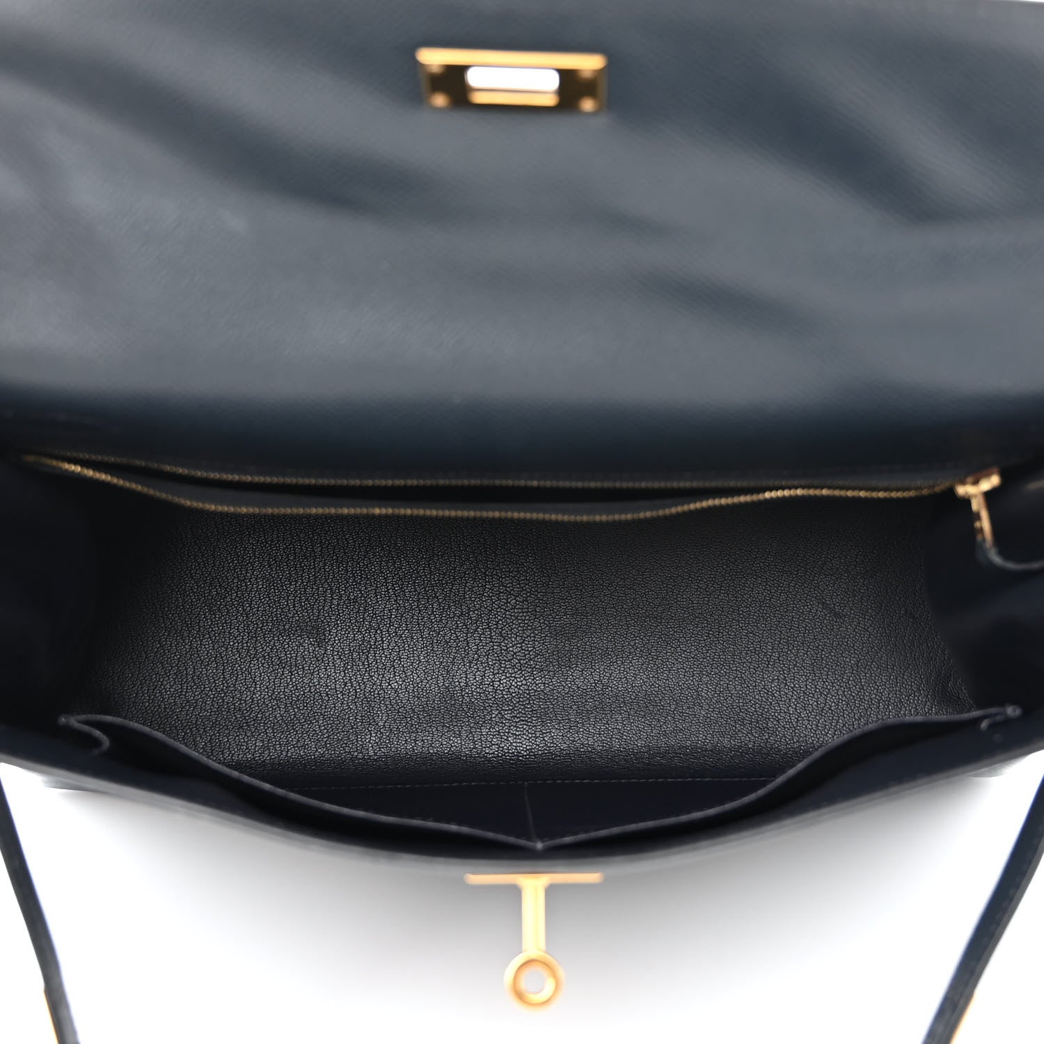 Hermes Courchevel Kelly Retourne 32 Bleu Indigo 5 of 9
