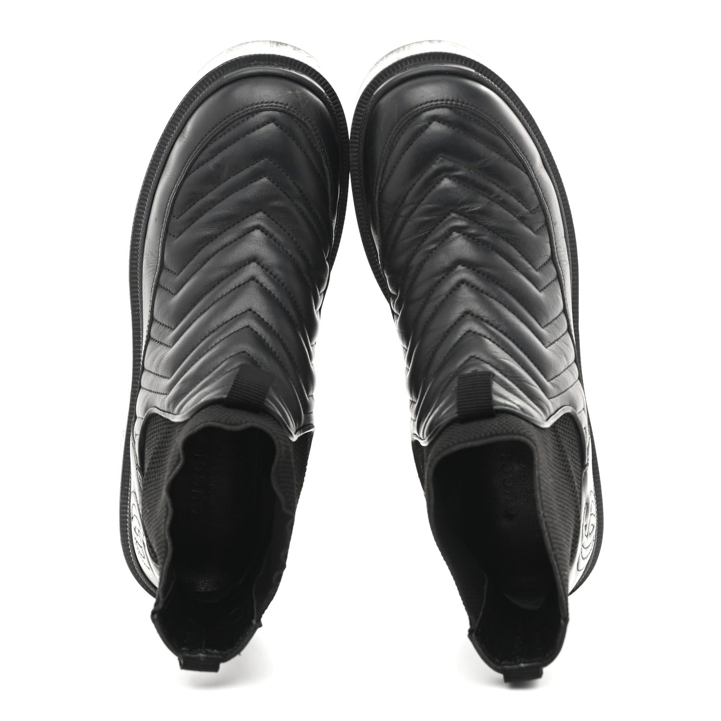 Calfskin Nappa Matelasse Frances Chelsea Boots 39 Black
