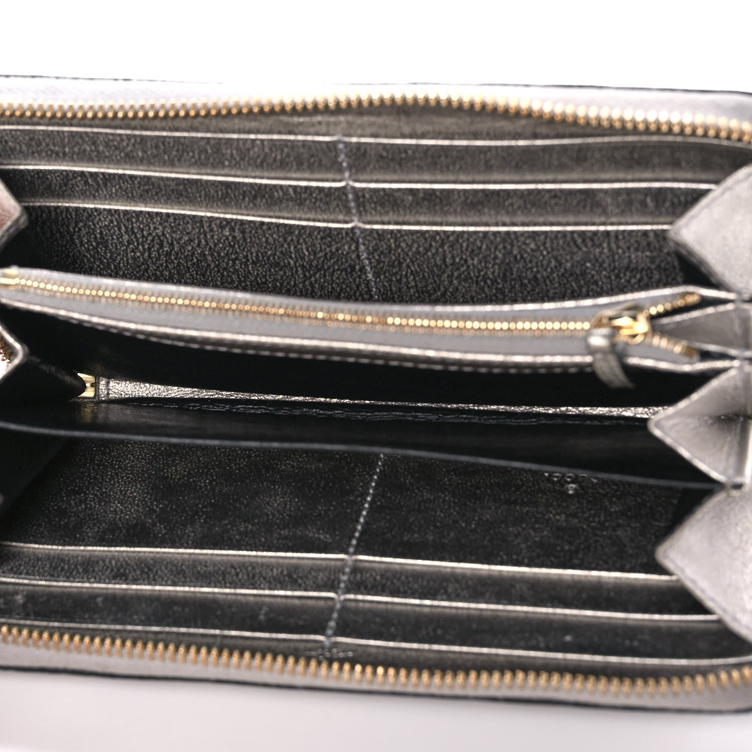 Gucci Laminated Lizard GG Marmont Zip-Around Wallet Silver 5 of 13