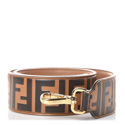Fendi Calfskin FF 1974 Embossed Strap You Tobacco Black 1 of 7