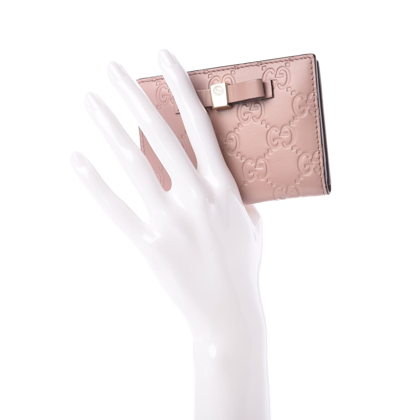 Guccissima Bow Train Pass Case Soft Pink