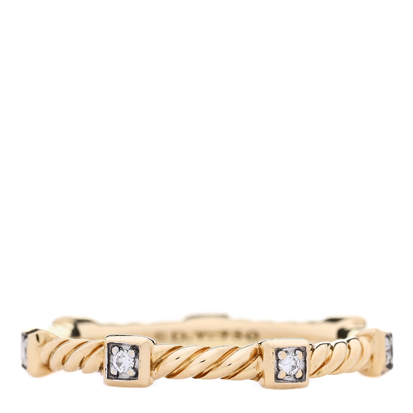 18K Yellow Gold Diamond Cable Collectibles Stack Ring 53 6.25