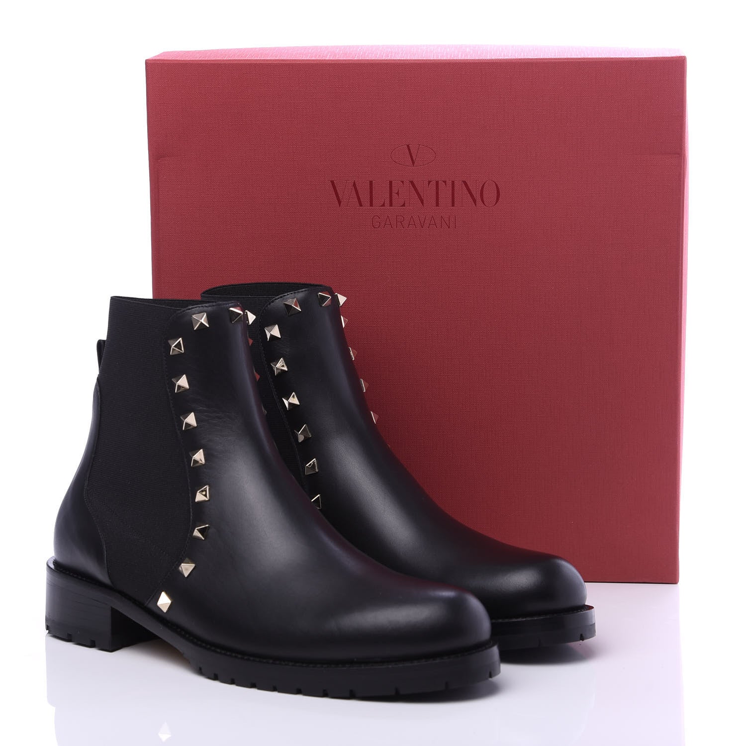Valentino Garavani Calfskin Rockstud Beatle Chelsea 20mm Ankle Boots 40 Black 9 of 9