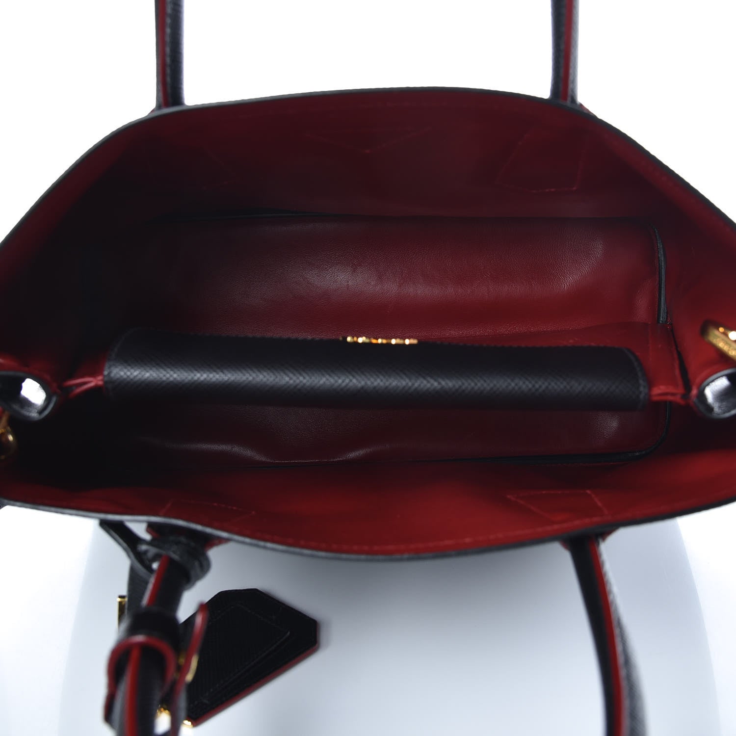 Prada Saffiano Cuir Medium Double Bag Black Fuoco 8 of 12