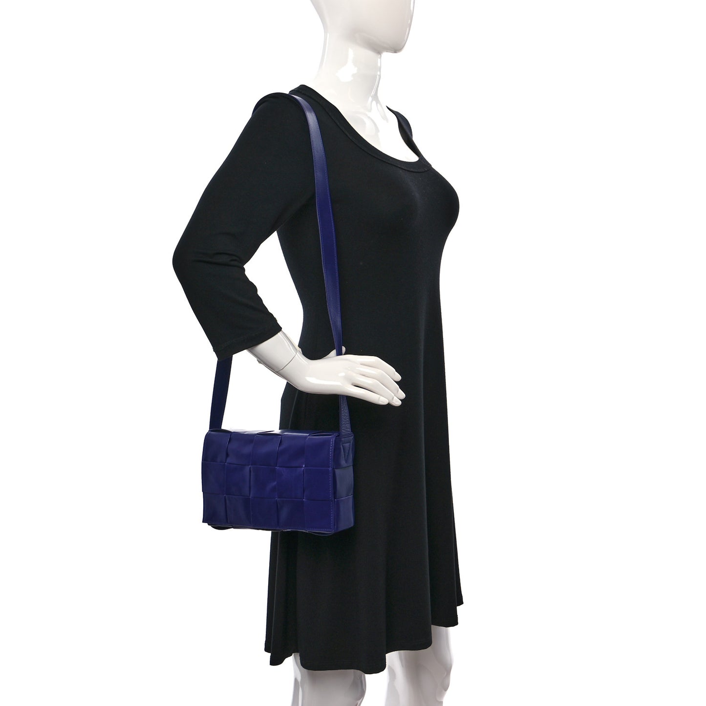 Paper Calfskin Maxi Intreccio Cassette Crossbody Bag Blue