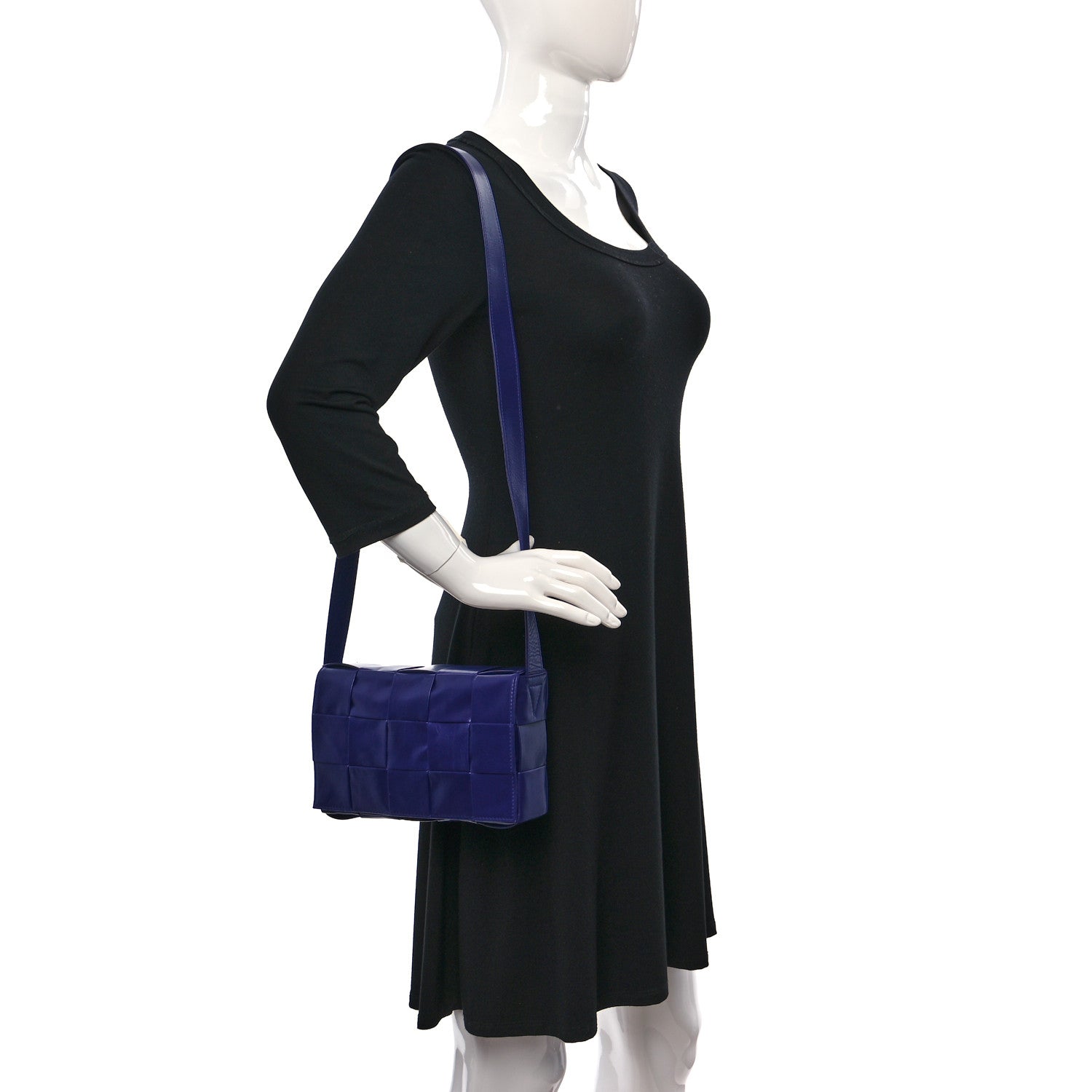 Bottega Veneta Paper Calfskin Maxi Intreccio Cassette Crossbody Bag Blue 2 of 9