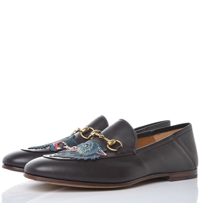 Gucci Lambskin Wolf Embroidered Mens Brixton Horsebit Loafers 9 Brown 3 of 11