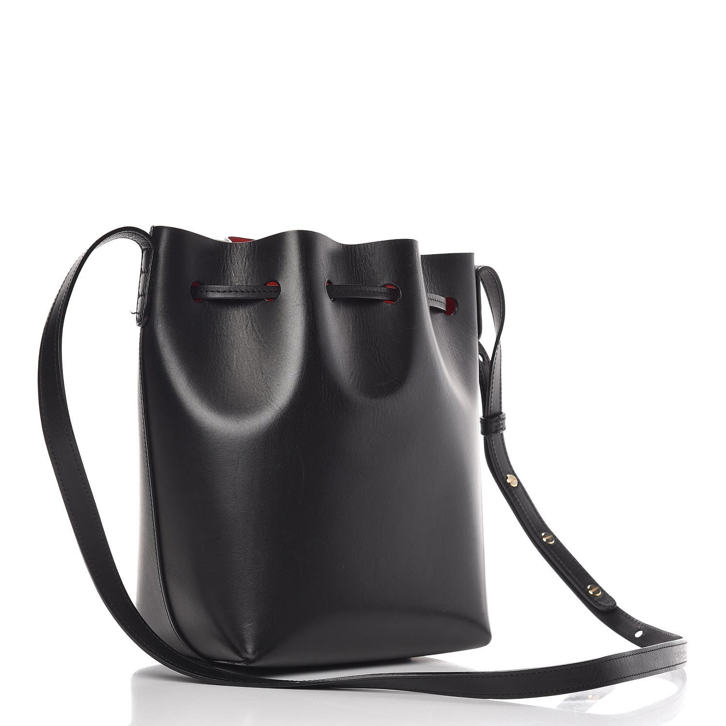 Vegetable Tanned Calfskin Mini Bucket Bag Black Flamma