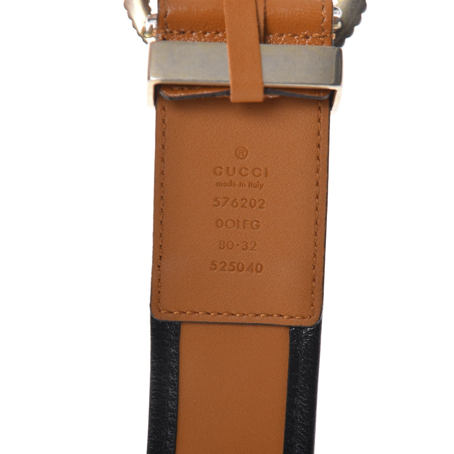 Azalea Calfskin Matelasse Diagonal Torchon Double G 40mm Belt 80 32 Cognac Black