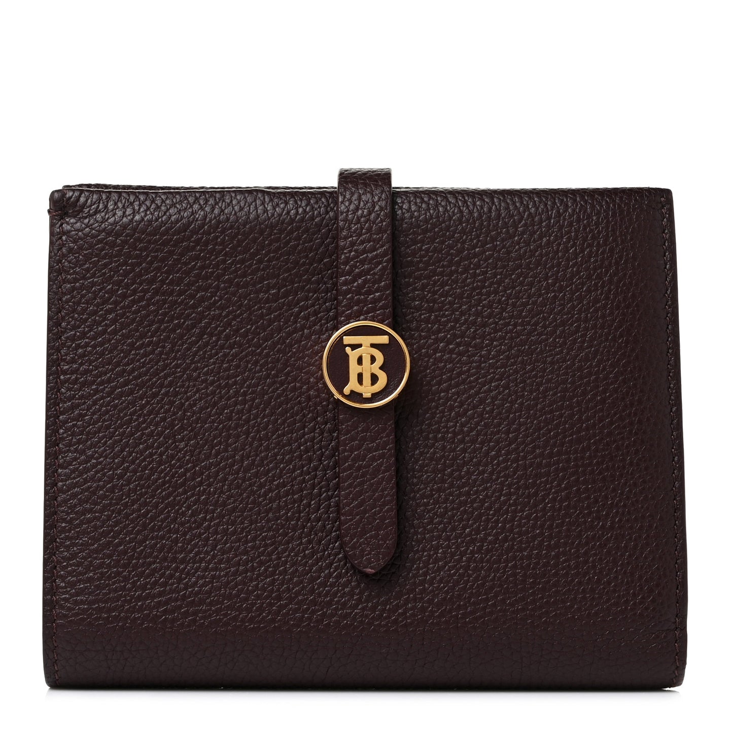 Grainy Calfskin Monogram Motif Folding Wallet Brown