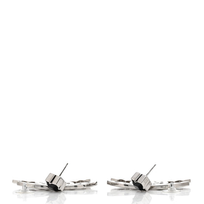 Chanel Baguette Crystal CC Drop Earrings Silver Black 3 of 4
