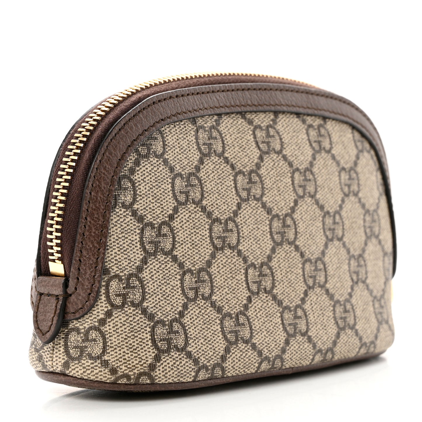 GG Supreme Monogram Textured Calfskin Web Medium Ophidia Cosmetic Case Beige Ebony New Acero