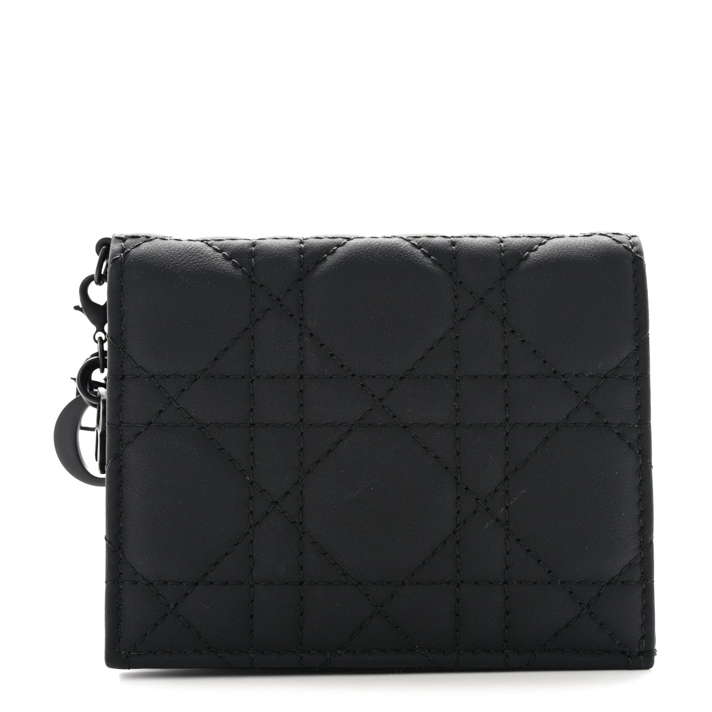 Ultra Matte Calfskin Small Lady Dior Flap Card Holder Black